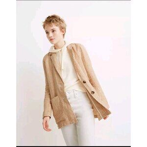 Madewell Linen Dorset Blazer in Gingham Check Earthen Sand Tan Women’s 3X